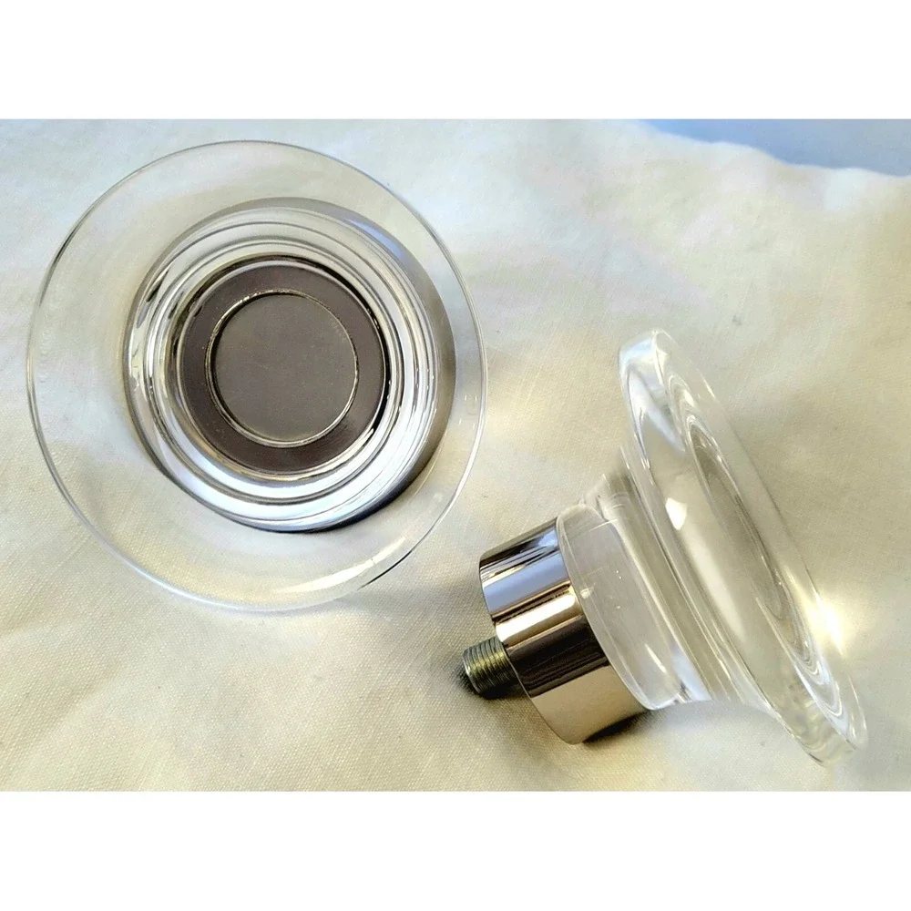 pair of Restoration Hardware Bayonne chrome finish crystal glass finials new
